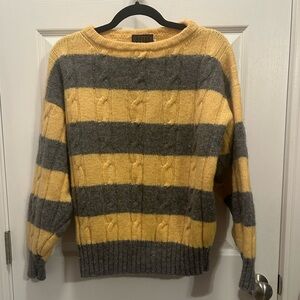 Vintage Joseph Abboud Yellow and Gray Striped Sweater